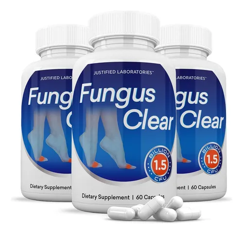 Justified Laboratories Fungus Clear Con 1.5 Mil Millones De Probióticos Ufc, 60 Cápsulas, Paquete De 3