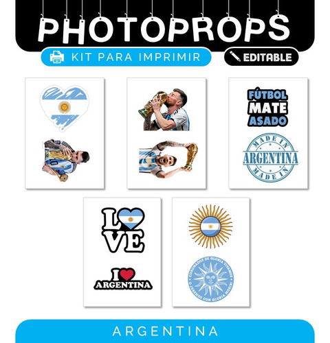 Kit Props Cartelitos Argentina Para Imprimir