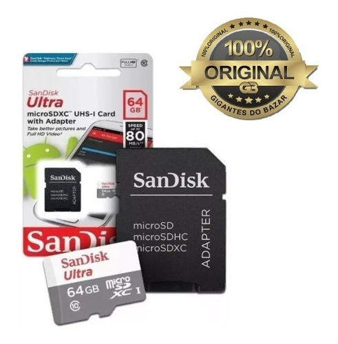 Cartão De Memória 64gb Sandisk Ultra Micro Sd ( Com Estoque 