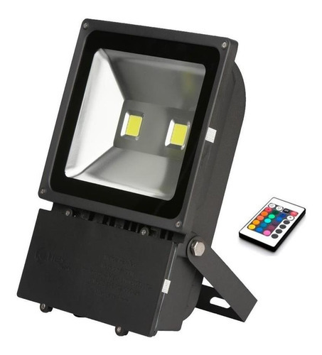 Refletor Led C/ Memória Na Rede Iluminação Rgb 100w Real Cor da carcaça Preto