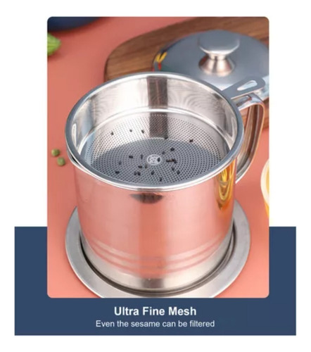 Olla Aceite Cocina Acero Inoxidable Separador Grasa Tapa