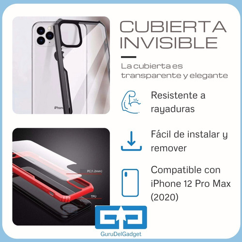 Imagen 3 de 7 de Funda Anti Caida Uso Rudo Invisible iPhone 12 Pro Max