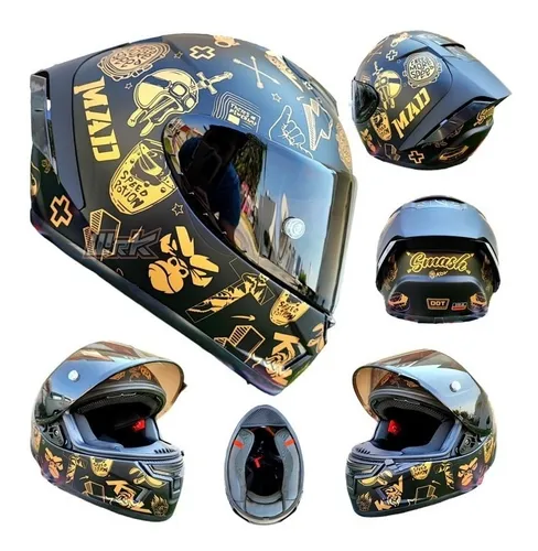 Casco negro y dorado hot sale