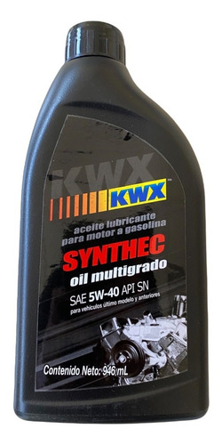 Aceite 5w40 100% Sintetico Api Sn 1litro Kwx