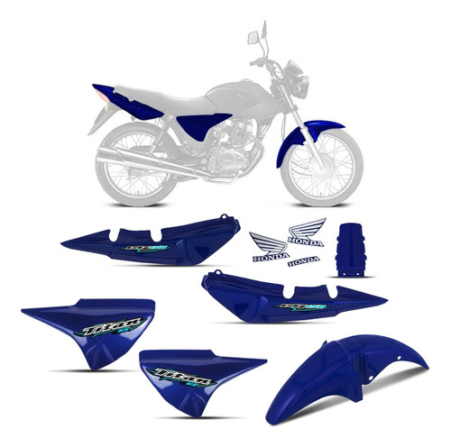 Kit Carenagem Cg 150 Ks Titan 2006 Ks 06 Azul Com Adesivo