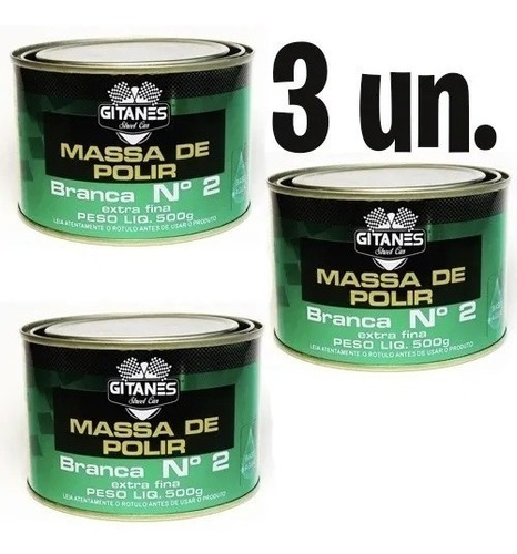 03 Massa De Polir Nº2 Gitanes 500g Automotiva Polimento