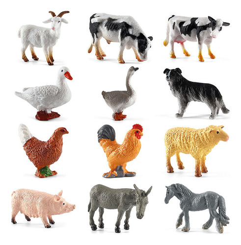 Juego De Muñecas Farm Animal Toys Para Niños De 12 Piezas C