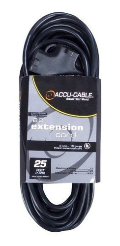 Accu Cable Ec163 3 Fer25 Negro Calibre 16 3 Plug 25 Ft Cable