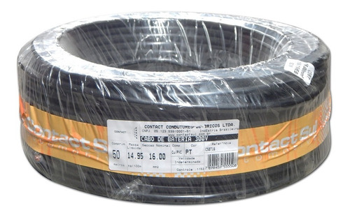 Imagem 2 de 3 de Metro Cabo Alimentação Contact Sul Puro Cobre 16 Mm - Preto