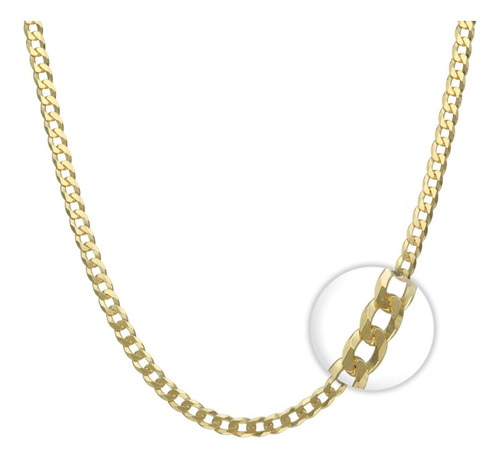 Cadena Plata Fina 925 Baño Oro 18k Collar Grumet 3.7mm 50cm