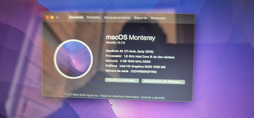 Macbook Air 11 Pulgadas 2015 (Usado)
