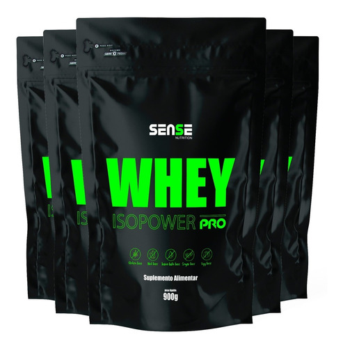 Kit 5 Whey Protein Sense Isopower 900g Sabor Baunilha