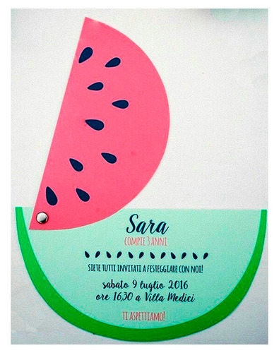 Tarjeta Invitación Para Cumpleaños Sandia