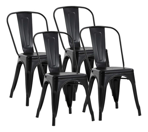 Set 4 Sillas Tolix Metalica Comedor Vintage Almeria Negra