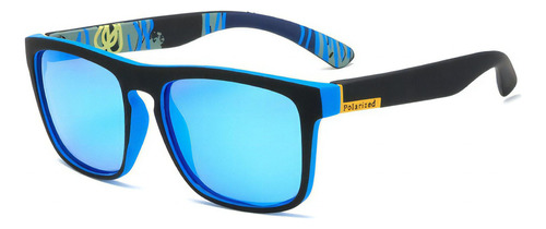 Óculos De Sol Bulier Modas Polarized, Armação De Policarbonato Cor Preto, Lente Azul Espelhada, Haste Preto De Policarbonato