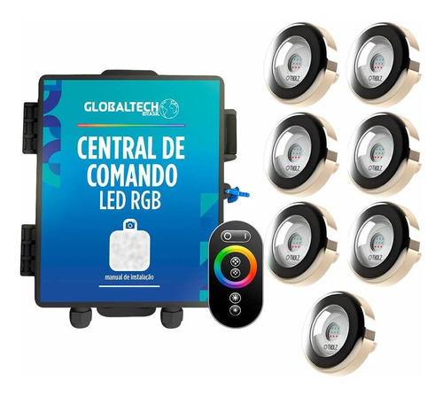 Led Piscina Inox Tholz - Kit 7 Powerled 9w + Central Touch