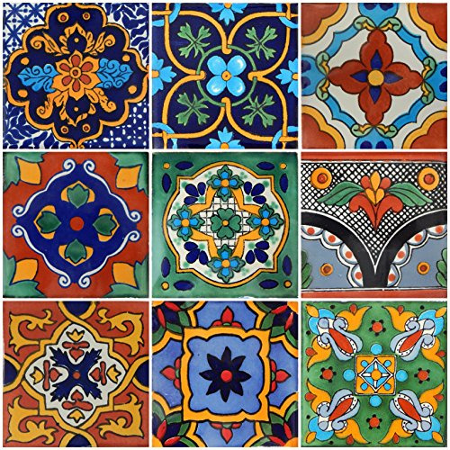 Azulejos Mexicanos  9 Piezas De 4  X 4  Pintados Mano, ...