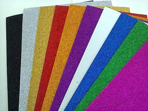 Pacote Placas De Eva C/ Glitter 1mm 40x60 C/ 5 Folhas Cores