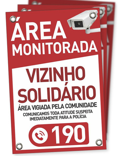Placa Vizinho Solidário - Pvc 1mm - 30 Unidades - 20x30cm