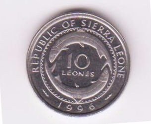 Sierra Leona 1996 Moneda De 10 Leones Sin Circular