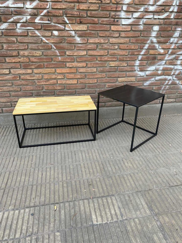 Mesa Arrime Industrial Hierro Madera Nido Encastrable Living