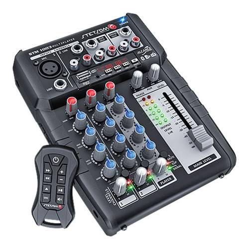 Imagem 2 de 6 de Mesa Som Stetsom Stm1003 3 Canais 12v + Controle Distância