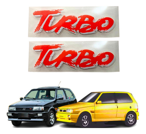 Adesivos Turbo Vermelho Lateral Do Uno Turbo I.e. Par