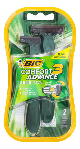 Barbeador BIC Comfort 3 Advance Sensitive descartável 2 un