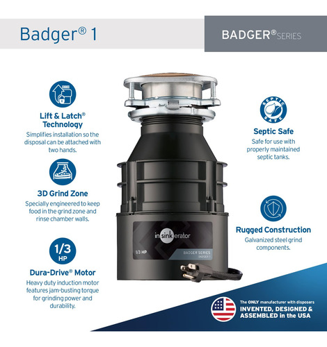 Triturador De Basura Insinkerator Badger De 1 1/3 Hp Con Cab