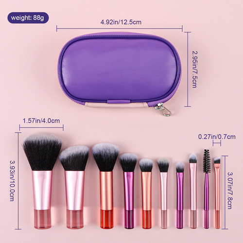 Principiante 10pcs Mini Set De Pinceles De Maquillaje