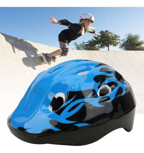 Casco Infantil Para Patines Skate Bicicleta Color Azul.