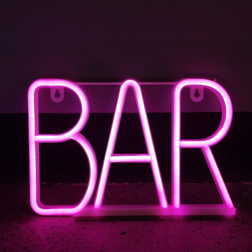 Letrero Bar Negocio Bebidas Led Neón Rosa Decoración Miches