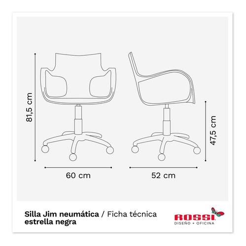 Imagen 2 de 2 de Silla De Escritorio Jim Base Negra Diseño Juvenil