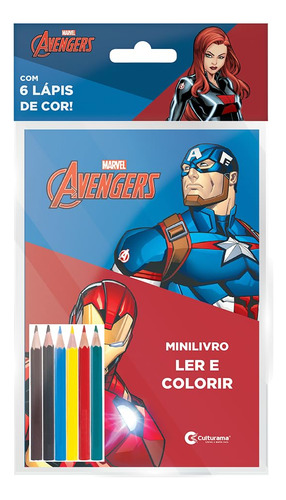 Mini Livro Infantil Ler E Colorir Com Lápis De Cor - Marvel Vingadores