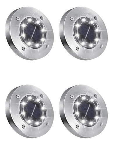 Lampara Solar 8 Leds Para Piso Jardín Cesped Exterior 4pzs .