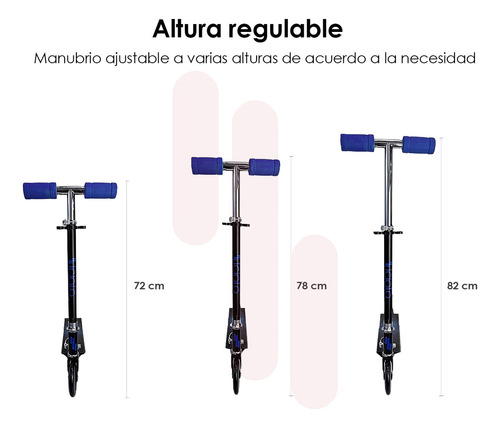 Scooter Patin Del Diablo Niños Altura Ajustable Iciqlo Color Azul