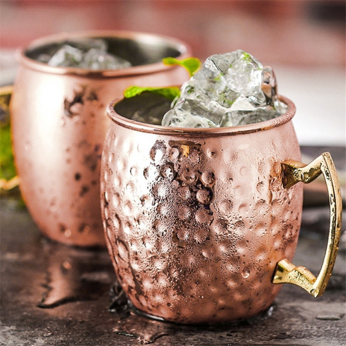 Set De 2 Vasos De Cobre 500ml Tragos Moscow Mule Mojito Bar