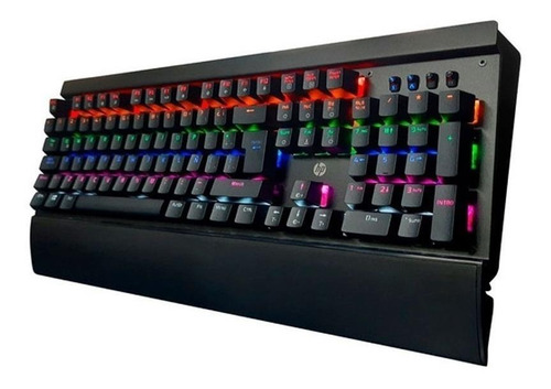 Imagen 2 de 2 de Teclado gamer HP GK500 QWERTY español latinoamérica color negro con luz RGB