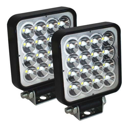 Par Faro Mini Cuadrado 16 Led Fija + Estrobo Luz Spot