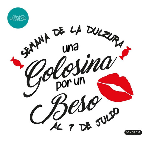 Imagen 1 de 2 de Vinilo Para Vidrieras Semana De La Dulzura Beso