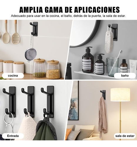 Perchero Pared 4 Pcs Ganchos Abrigos Acero Inoxidable Autoad