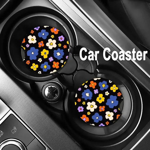 Posavasos Absorbentes Florales Retro Hippie Para Coche, Con