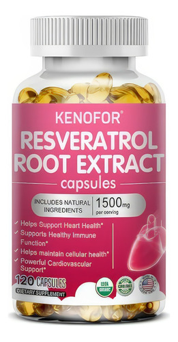 Resveratrol 1500 Mg Root Extract Y Té Verde 120 Cápsulas