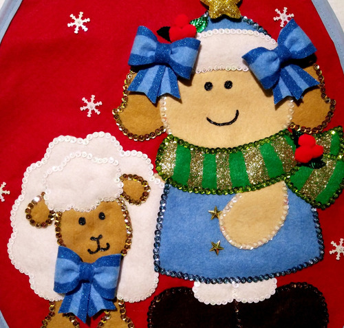 Bj Design Juego De Baño Navidad Fieltro (niña Y Borregos)