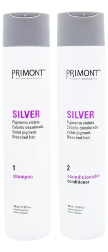 Kit Matizador Shampoo Acondicionador Silver Primont X 350 Ml