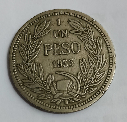 $1.- Peso Chileno Año 1933. (Usado)