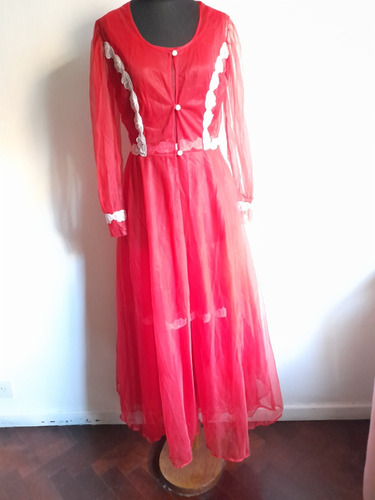 Conjunto Rojo Vintage Camisón Y Robe