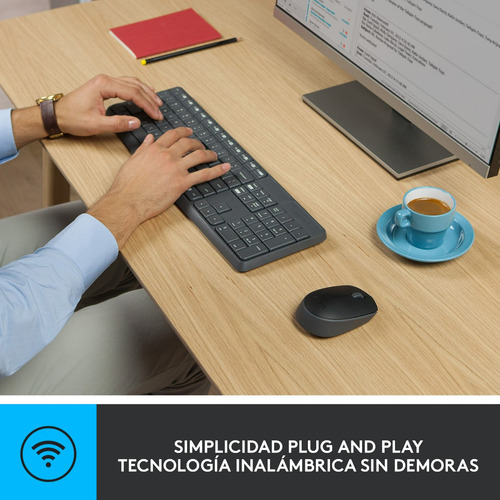 Kit Teclado Y Mouse Inalambrico Mk235 Logitech Color del mouse Negro Color del teclado Negro