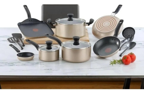 Bateria De Cocina T-fal Antiadherente 16 Piezas Culinaire Color Beige
