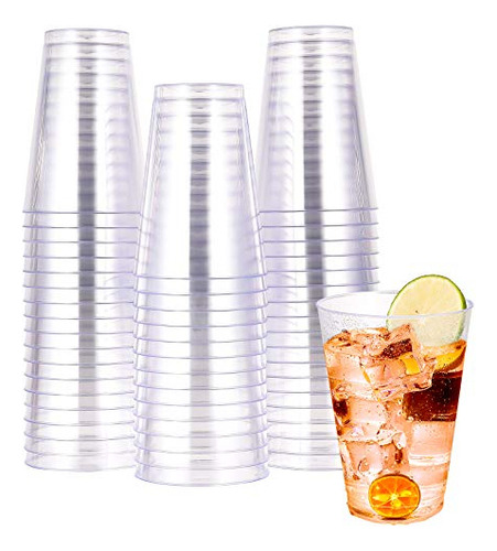 14 Oz Clear Plastic Cups, 50 Pack Heavyduty Party Glass..